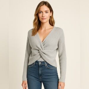 FCT Soft Gray Knit Crop Top